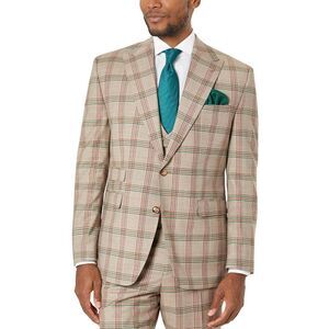 Tayion Collection Mens Classic-Fit Wool Blend Suit Jacket 42 Short Brown - NWT